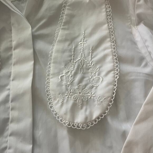 NWT Pendleton Country Sophisticates White Blouse Top Embroidered Tie-Size 10 - Picture 8 of 8